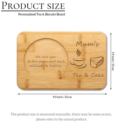Custom Tea & Biscuits Board, Engraved Bamboo Treat Tray, Personalized Afternoon Tea Tray, Serving Board, Gift for Mom Grandma, Snack Tray