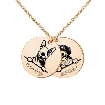 Custom Pet Portrait Necklace, Personalized Dog Jewelry, Engraving Cat Portrait, Pet Memorial Jewelry, Gift for Dog Mom, Gift for Pet Lover