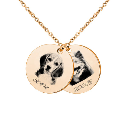 Personalized Pet Portrait Necklace, Engraved Dog Photo Jewelry, Custom Cat Necklace, Dog Portrait Necklace, Pet Memorial Jewelry, Best Gift