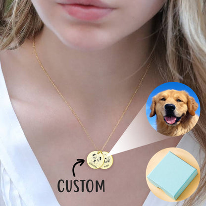 Personalized Pet Portrait Necklace, Engraved Dog Photo Jewelry, Custom Cat Necklace, Dog Portrait Necklace, Pet Memorial Jewelry, Best Gift