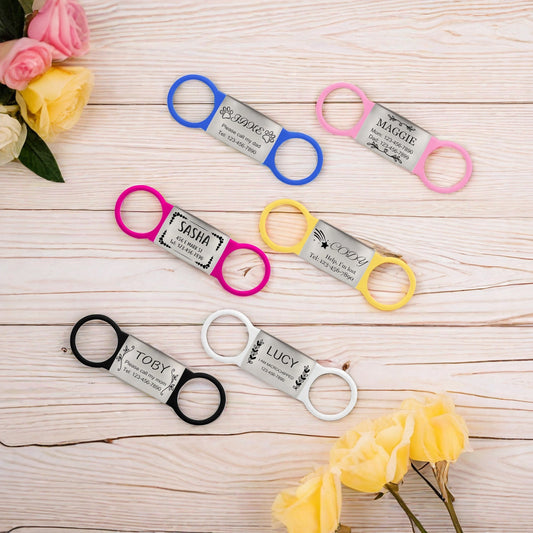 Custom Dog Name Tag, Slide On Pet Tag, Silent Dog Tag, Personalized Pet Dog ID Tag, Silicone Cat Collar Tag, Engraved Steel Pet Cat Name Tag