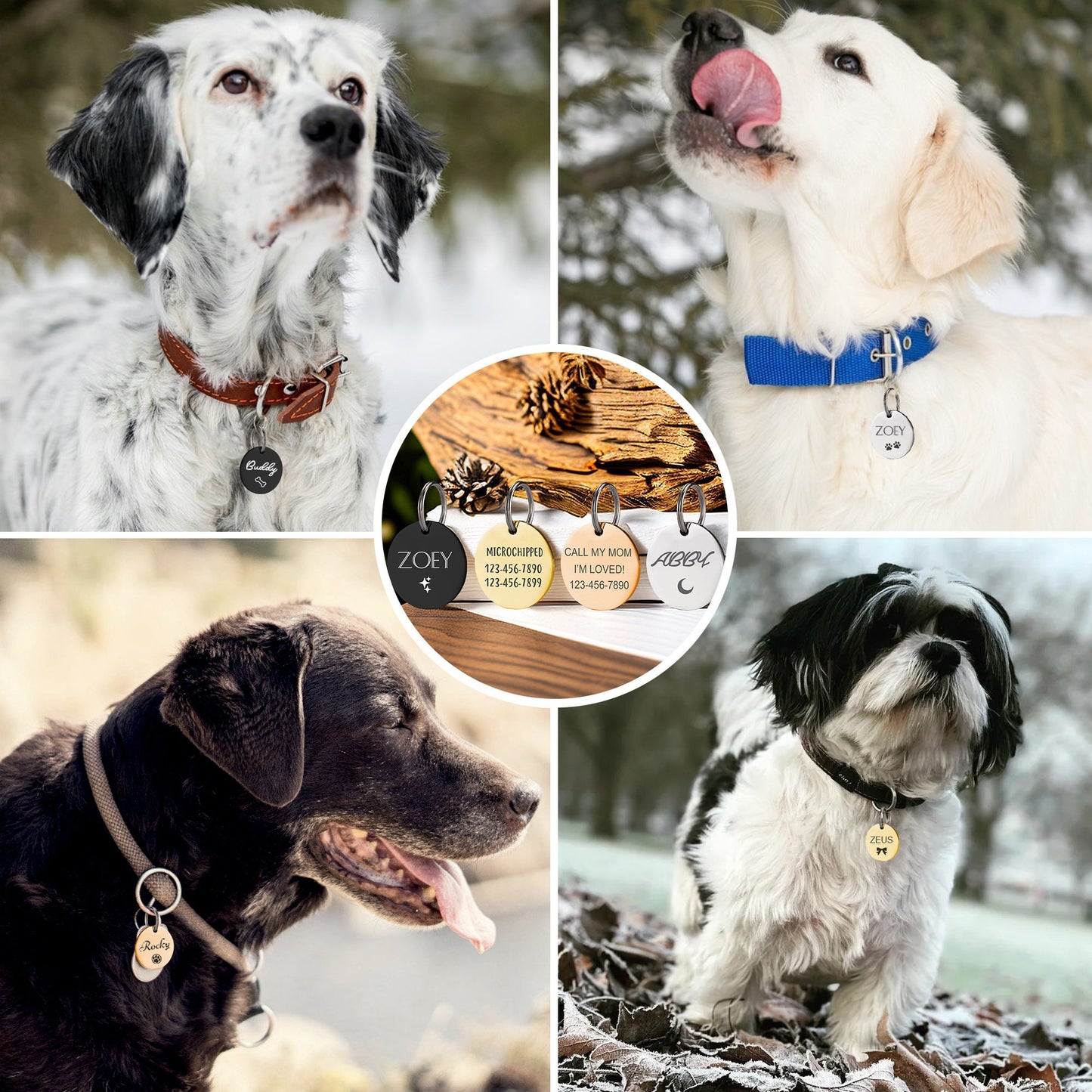 Dog Collar Tag, Dog Tag, Custom Pet Tag, Personalized Cat Tag, Dog Name Tag, Cat ID Tag, Engraved Pet Tag on Front and Back, Round Dog Tag