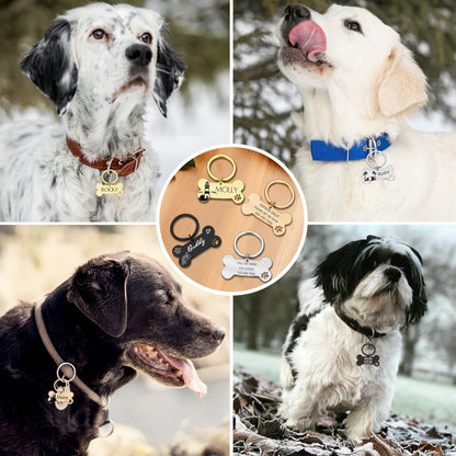 Dog Tag, Dog Collar Tag, Custom Dog Name Tag, Custom Pet ID Tag, Double Sided Pet Tag, Personalized Engraved Dog and Cat Tag, Bone Dog Tag