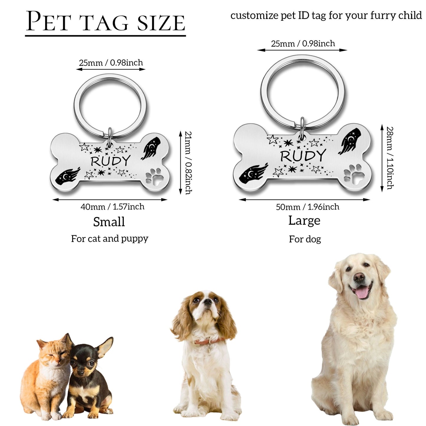 Dog Tag, Dog Collar Tag, Custom Dog Name Tag, Custom Pet ID Tag, Double Sided Pet Tag, Personalized Engraved Dog and Cat Tag, Bone Dog Tag