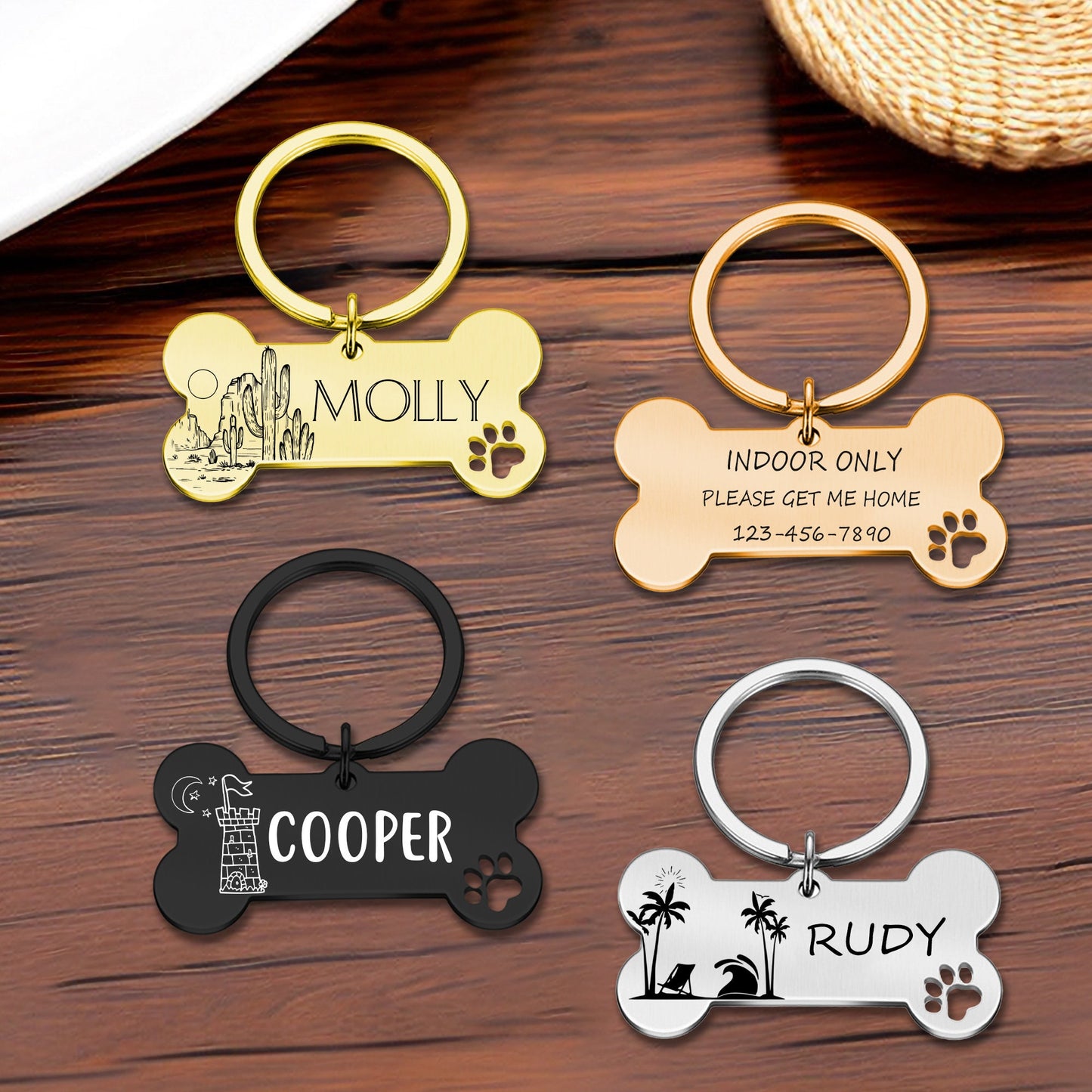 Personalized Dog Tag, Custom Bone Dog Tags, Dog Name Tag, Dog Collar Tag, Double Sided Engraved Pet ID Tag, Cute Dog Tag, Puppy Dog Tag