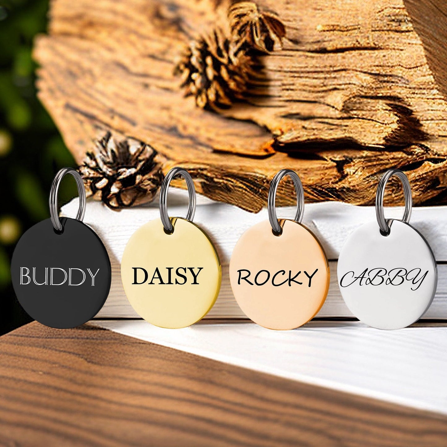 Dog Tag, Pet Tag, Custom Dog Name Tag, Personalized Dog ID Tag, Engraved Name Tag for Dog & Cat, Stainless Steel Silent Tag, Dog Collar Tag
