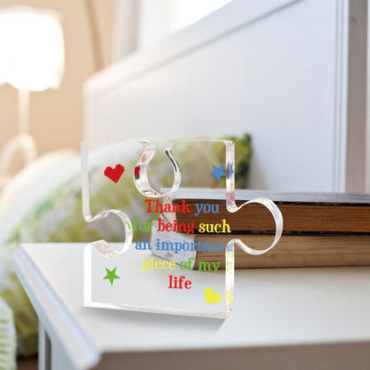 Engraved Acrylic Block Puzzle, Acrylic Plaque with Printed Thank You Signs, Puzzle Acrylic Stand Table Decor, Teacher Appreciation Gifts