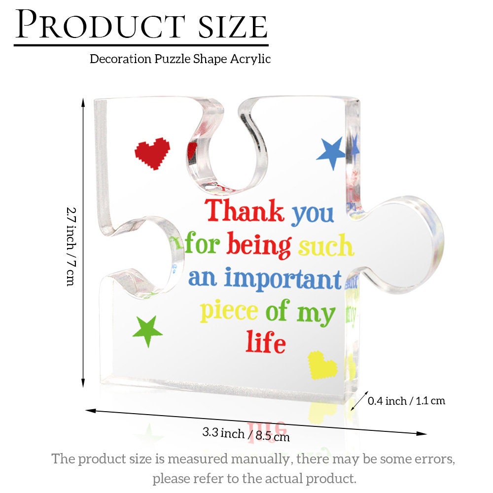 Engraved Acrylic Block Puzzle, Acrylic Plaque with Printed Thank You Signs, Puzzle Acrylic Stand Table Decor, Teacher Appreciation Gifts