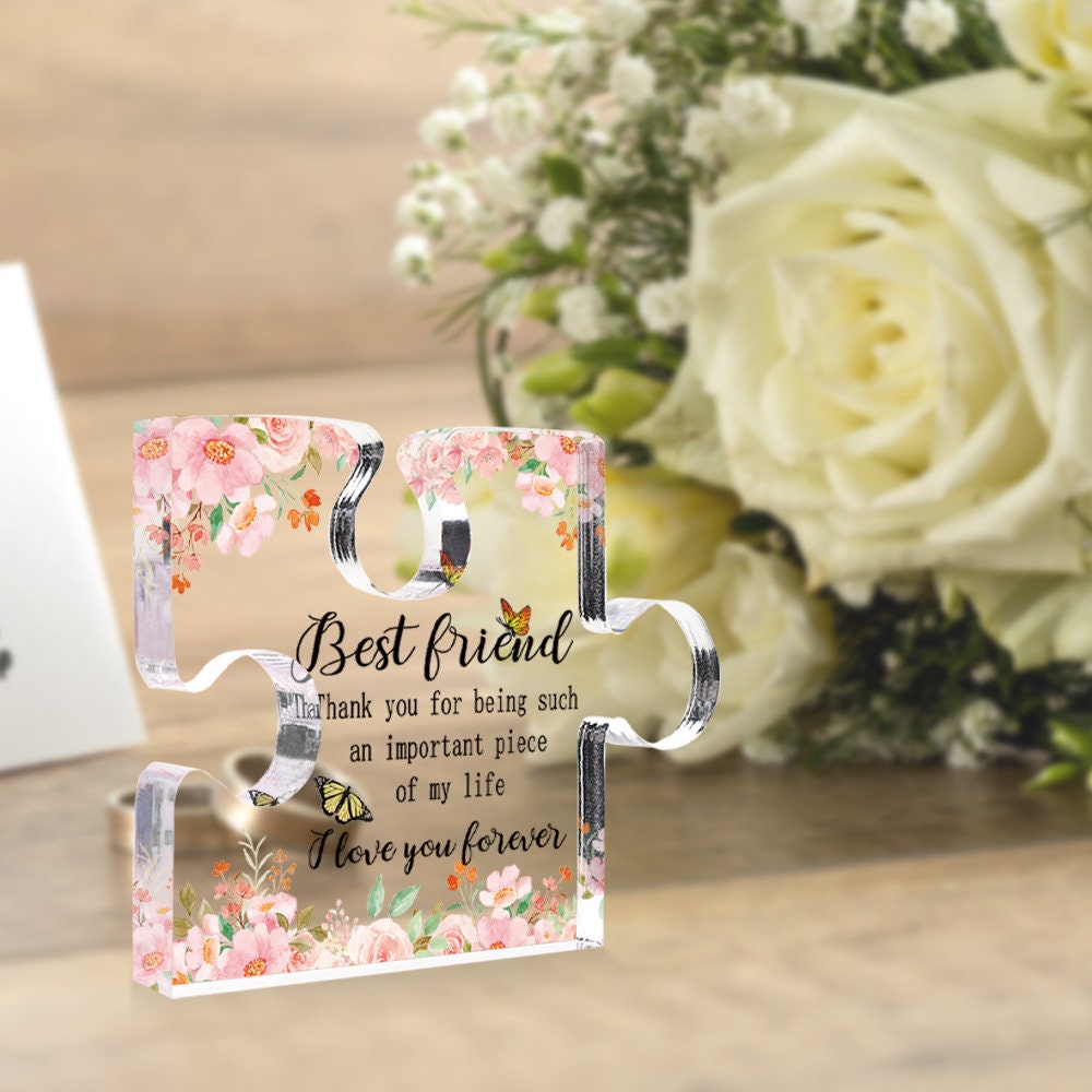Puzzle Shape Acrylic Block, Engraved Print Acrylic Block, Stand Acrylic Block, Table Decor, Acrylic Plaque, Gift for Dad Mom Family Friends