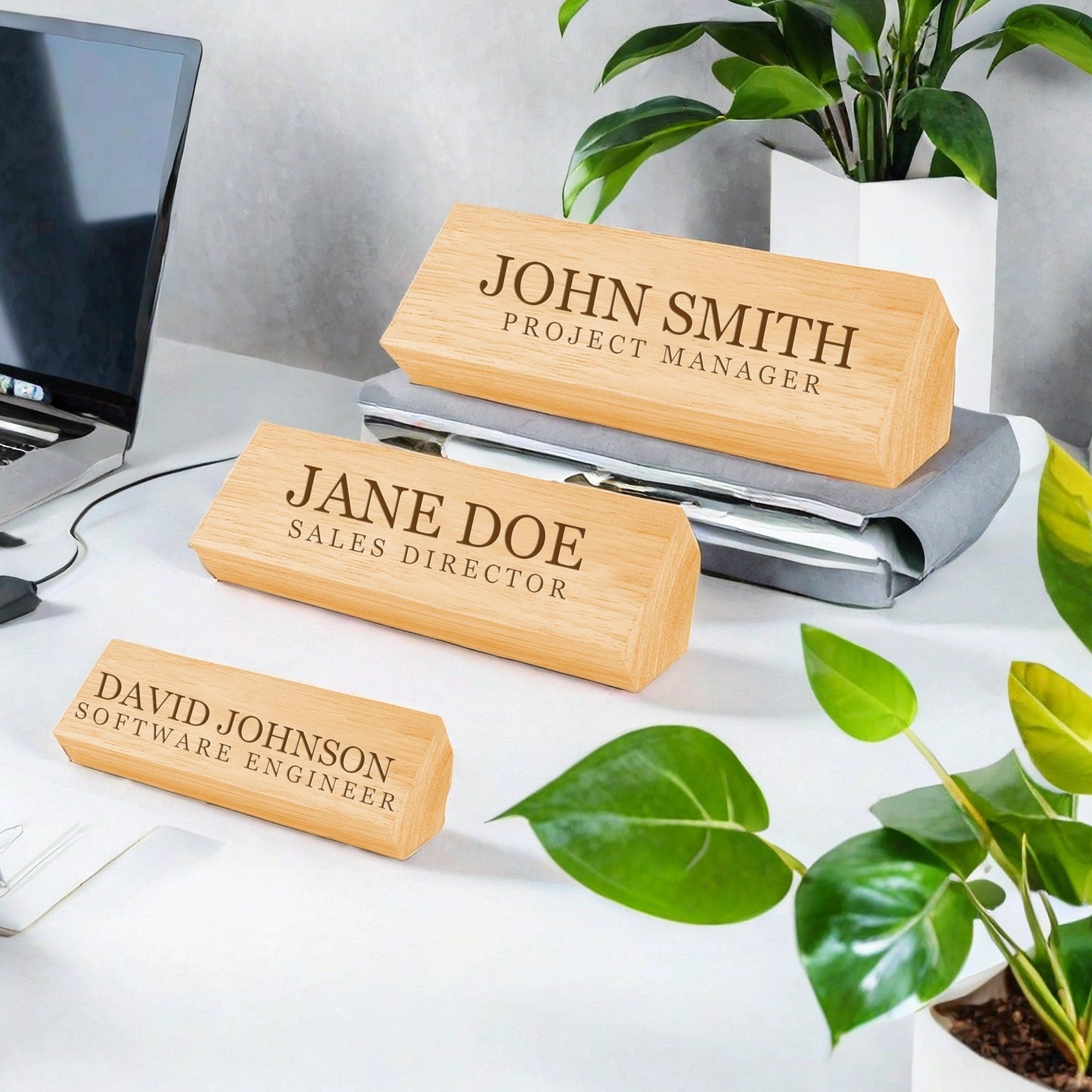Desk Name Custom Desk Name Plate, Engraved Solid Wood Desk Name Plate, Personali ...