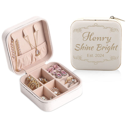 Engraved Jewelry Box, Personalized Custom Jewelry Organizer, Square Travel Jewelry Box, Wedding Gift for Bridesmaid, Birthday Gift for Women
