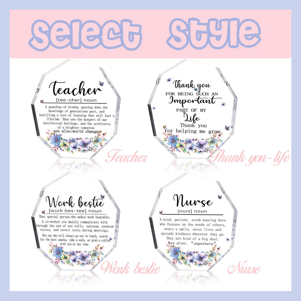 Nonagon Acrylic Block, Acrylic Decorative Signs Plaques, Thank You Gift for Women Men, Acrylic Stand, Coworker Leaving Gift, Birthday Gift