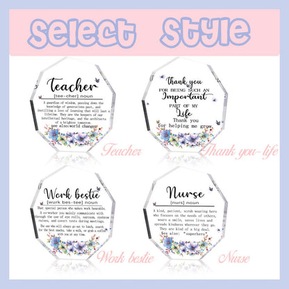 Nonagon Acrylic Block, Acrylic Decorative Signs Plaques, Thank You Gift for Women Men, Acrylic Stand, Coworker Leaving Gift, Birthday Gift