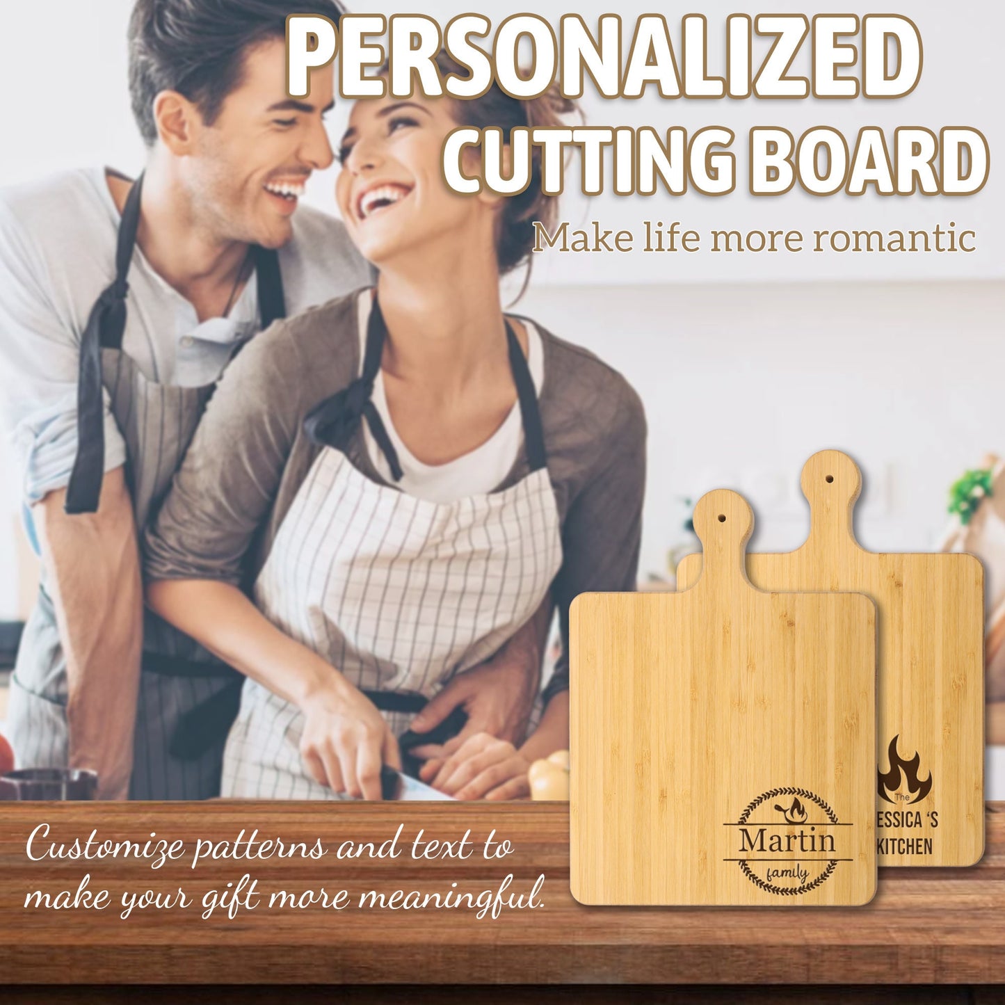 Personalized Bamboo Cutting Board, Charcuterie Board, Deli board, Charcuterie Board with Handle, Cheese Board, Engagement Gift, Wedding Gift