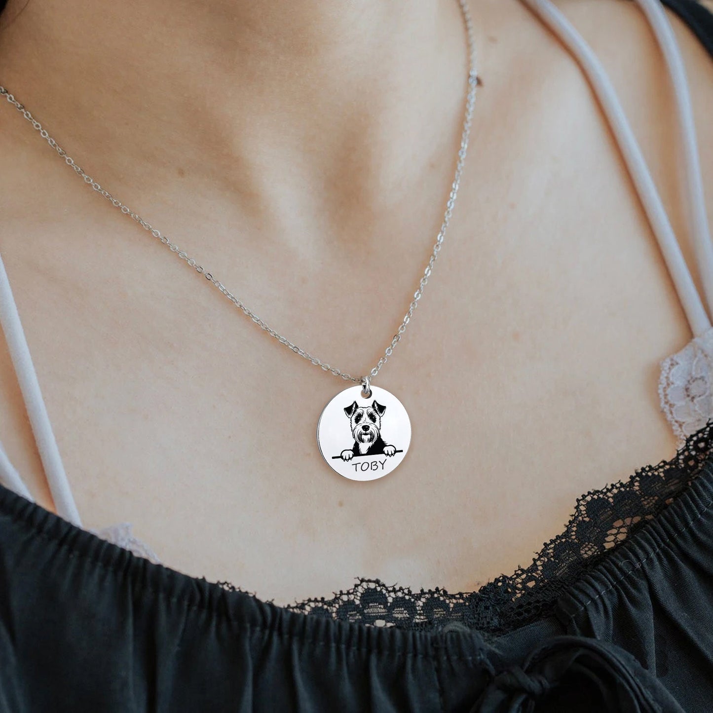 Custom Pet Portrait Necklace, Personalized Dog Jewelry, Engraving Cat Portrait, Pet Memorial Jewelry, Gift for Dog Mom, Gift for Pet Lover