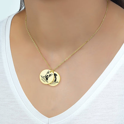Custom Pet Portrait Necklace, Personalized Dog Jewelry, Engraving Cat Portrait, Pet Memorial Jewelry, Gift for Dog Mom, Gift for Pet Lover