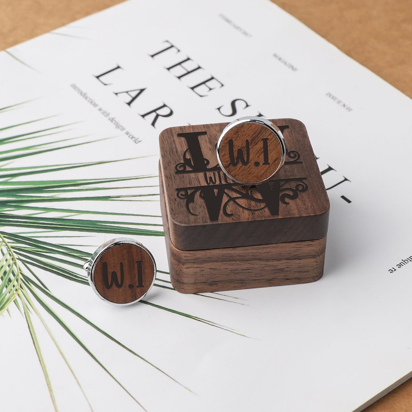 Custom Unique Cufflinks - Personalized Cuff Link with Wood Box - Engraved Cufflinks - Bachelor Party Gift - Gifts for Groomsmen Best Man