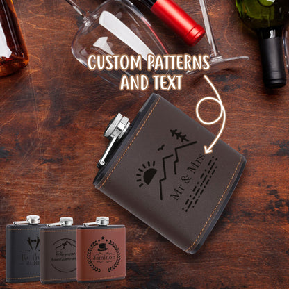 Custom Flask, Personalized Groomsmen Flask, Engraved Flask, Leather Hip Flask for Man, Wedding Proposal Gift, Bachelor Party Gift for Him