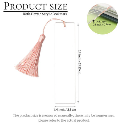 Personalized Bookmark, Custom Name Birth Flower Bookmark, Floral Acrylic Bookmark with Tassel, Gift for Book Lover, Book Club ,Birthday Gift