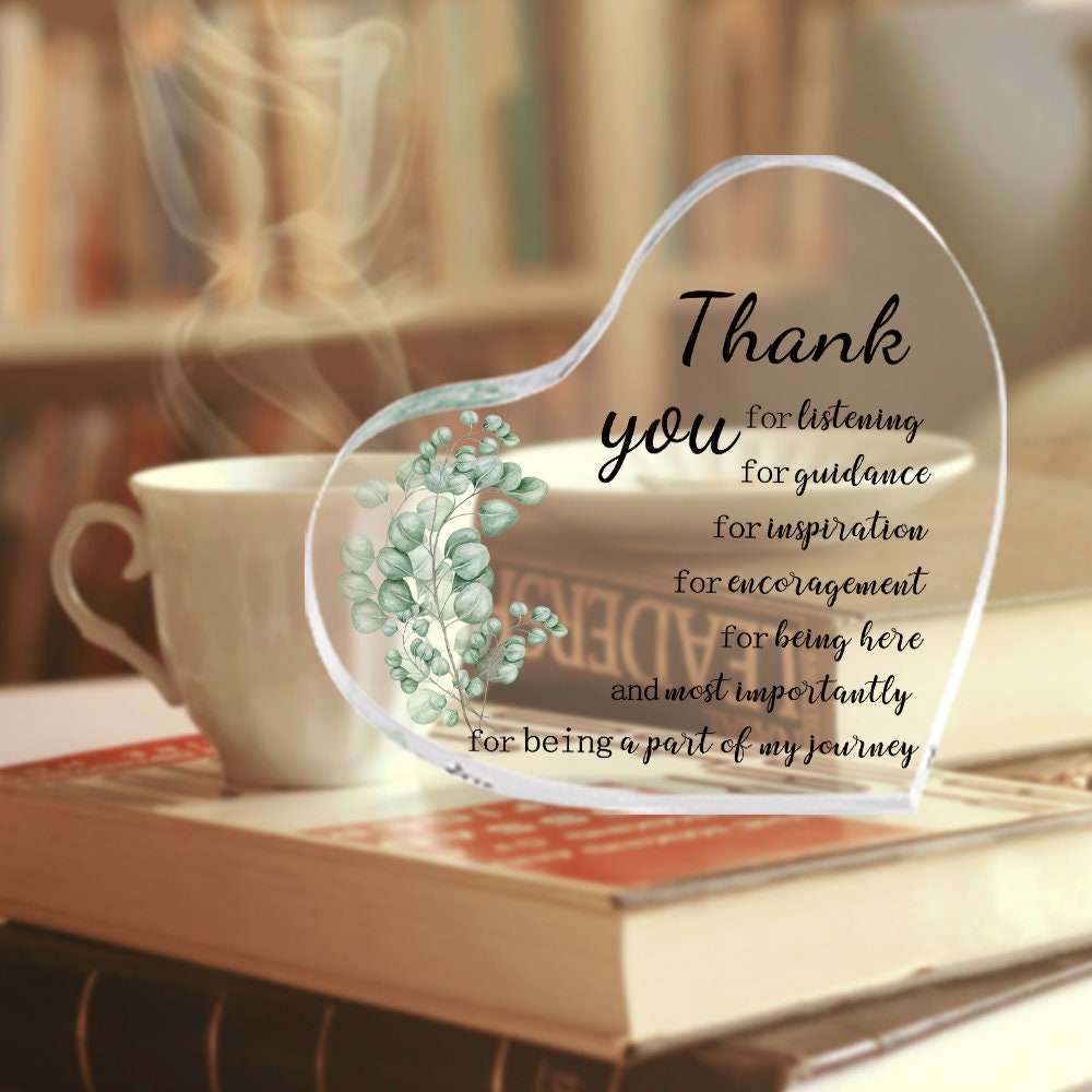 Personalized Acrylic Block, Acrylic Heart Shape Stand, Decorative Ornament, Thank You Gift for Women Men, Appreciation Gift for Teacher Boss