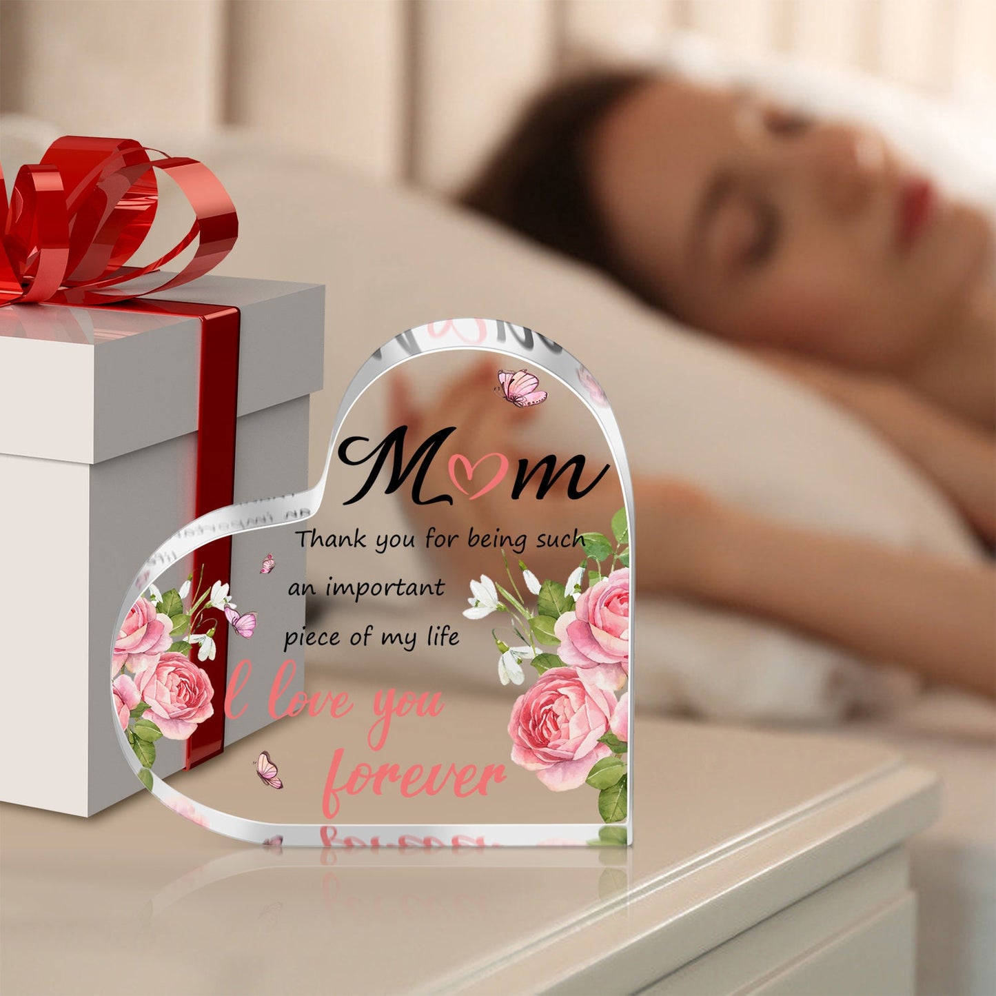 Heart Shape Acrylic Block, Free Standing Acrylic Block, Heart Acrylic, Acrylic Plaque for Mom, Heart Keepsake, Memorial Gift for Family