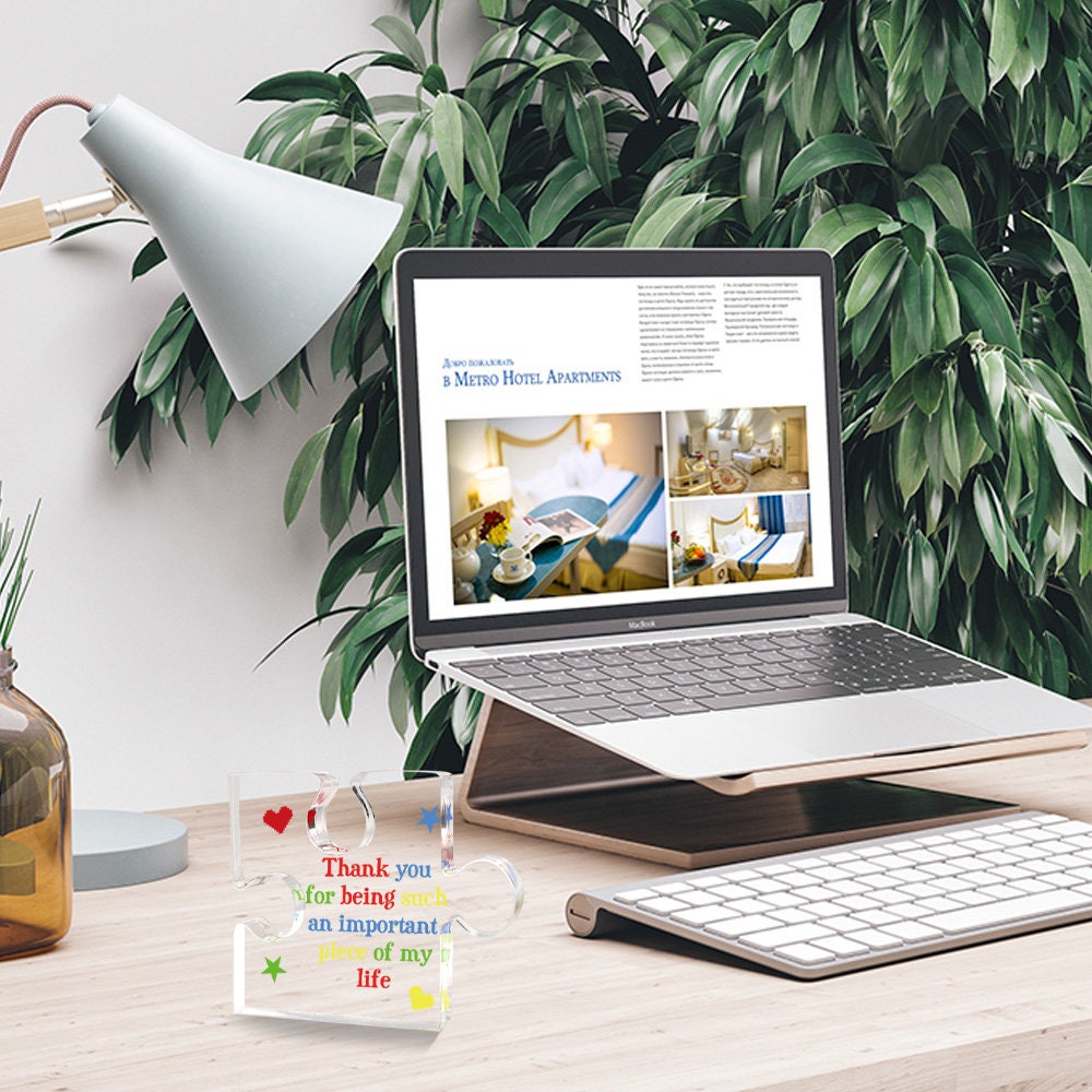 Engraved Acrylic Block Puzzle, Acrylic Plaque with Printed Thank You Signs, Puzzle Acrylic Stand Table Decor, Teacher Appreciation Gifts