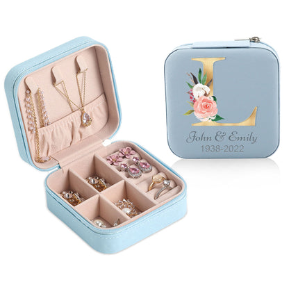 Engraved Leather Letter Jewelry Box, Personalized Travel Jewelry Box, Custom Jewelry Travel Case Storage Box, Bridesmaid Proposal Gift