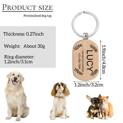Personalized Pet ID tag, Wood Cat Tag, Custom Dog Tag, Beech Dog Name Tag, Laser Engraving Pet Tag, Dog Tag with Name and Text, Puppy Tag