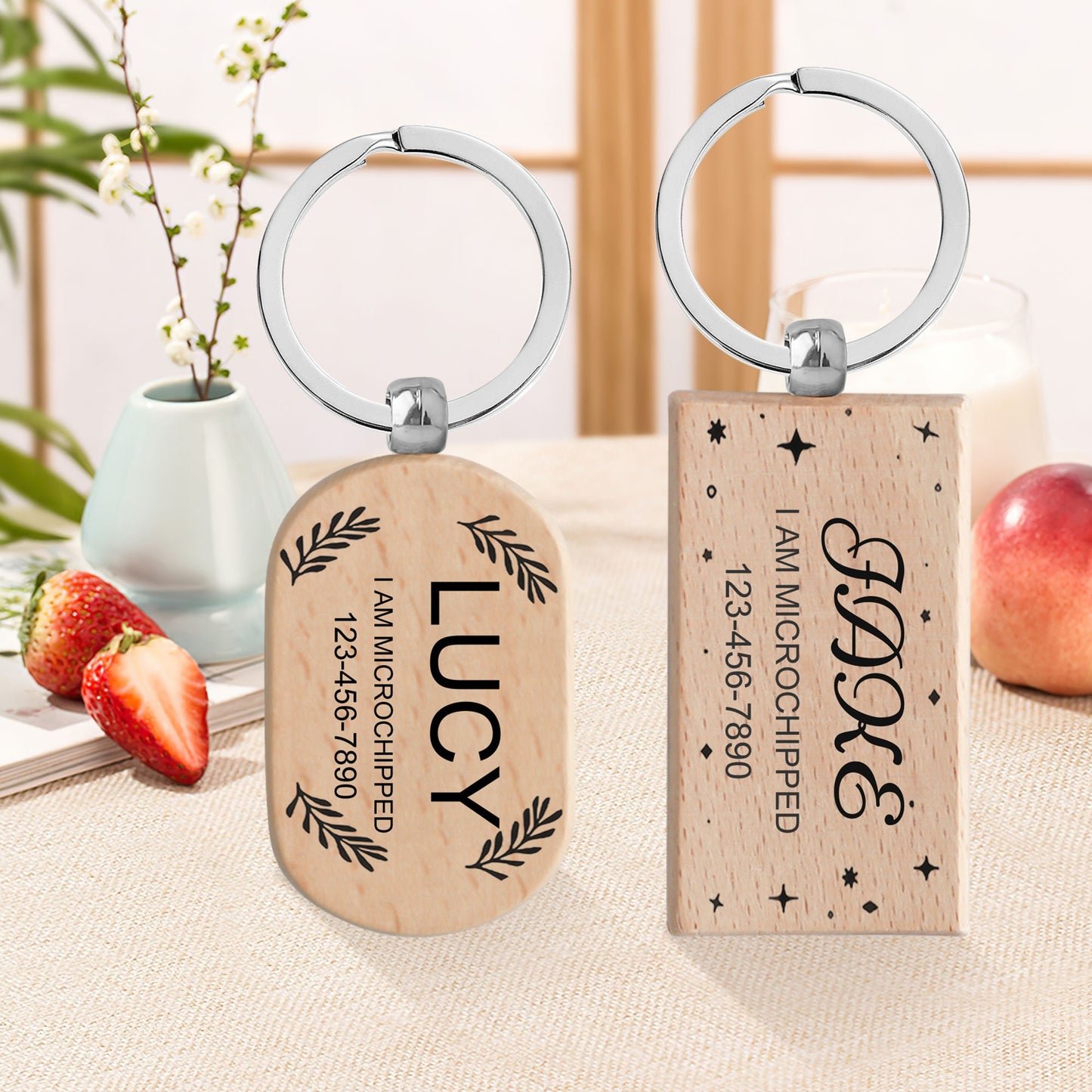 Personalized Pet ID tag, Wood Cat Tag, Custom Dog Tag, Beech Dog Name Tag, Laser Engraving Pet Tag, Dog Tag with Name and Text, Puppy Tag