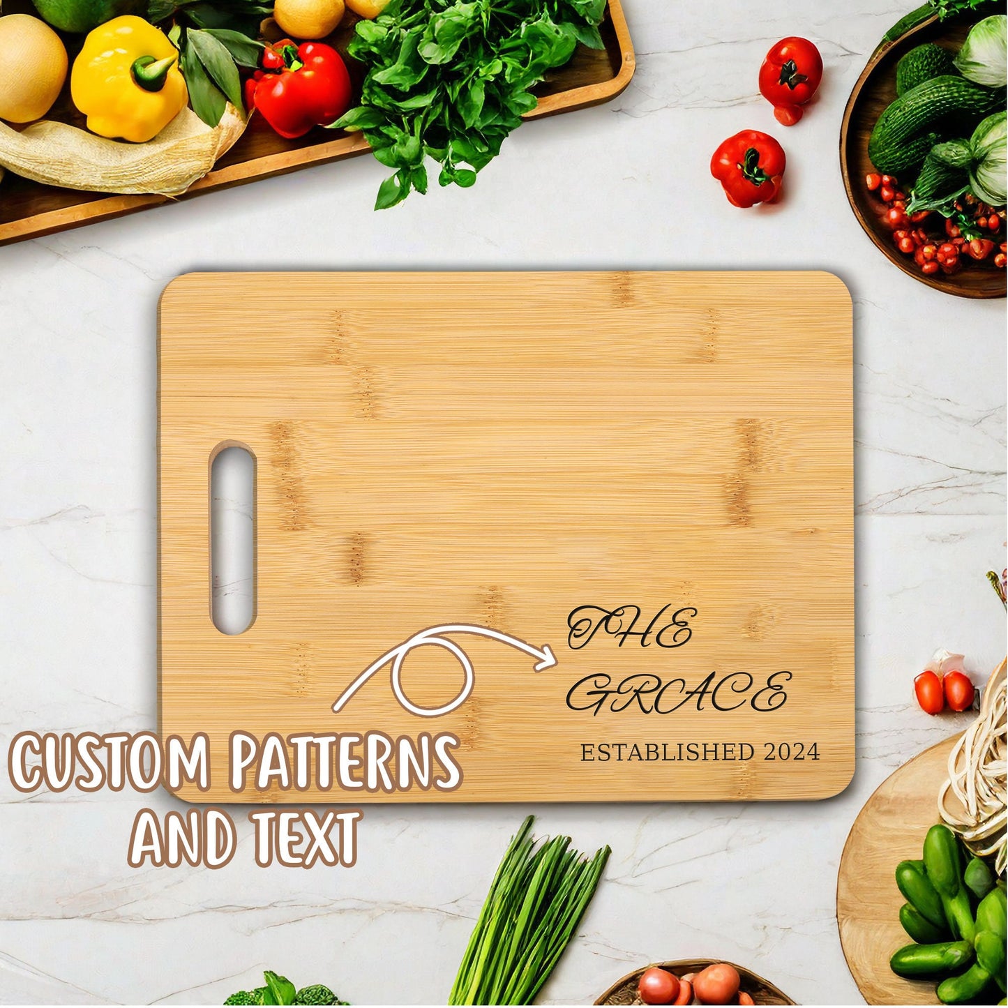 Custom Text Cutting Board, Engraved Bamboo Cutting Board, Personalized Wedding Cutting Board, House Warming Gift, Anniversary Gift for Wife