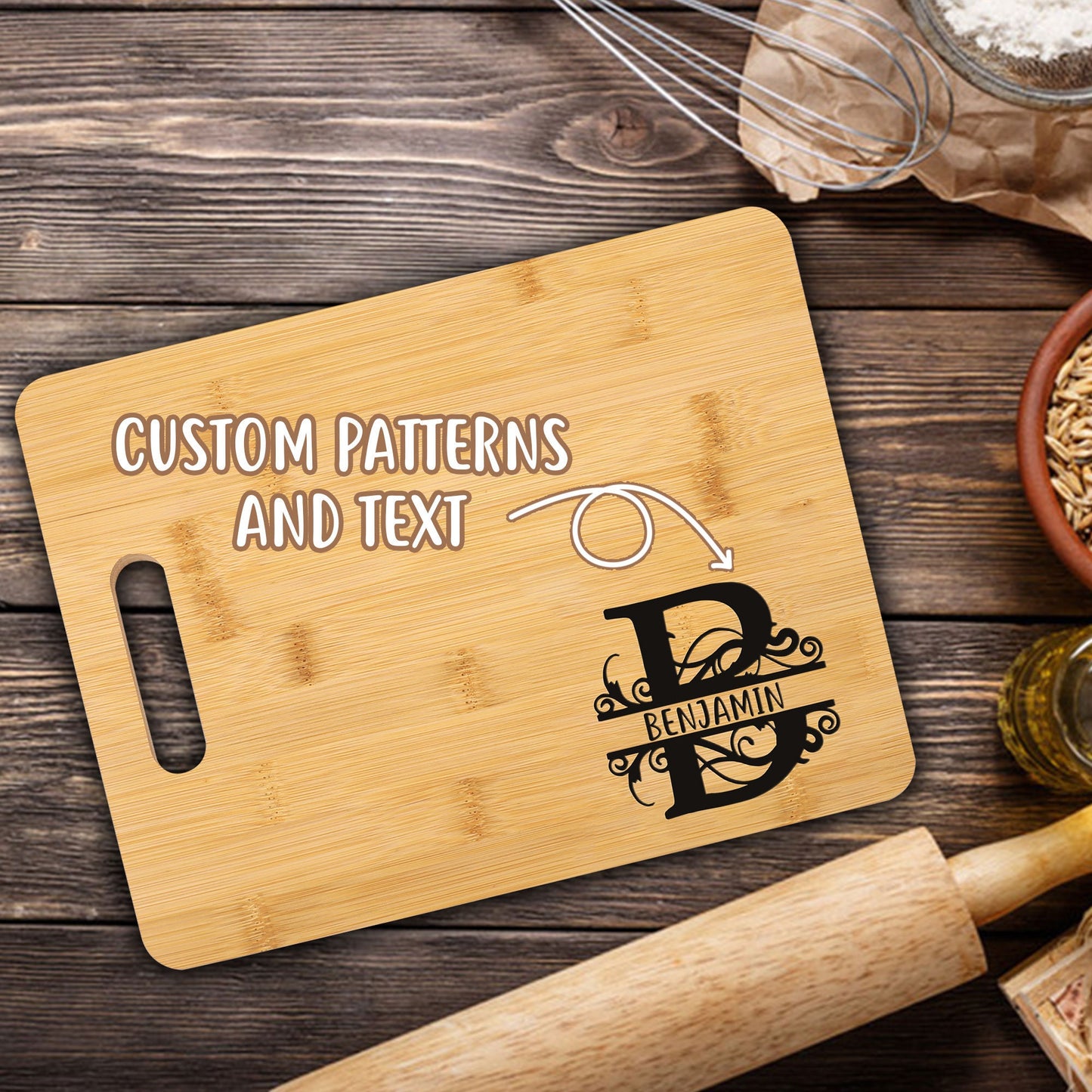 Engraved Personalized Chopping Board, Bamboo Cutting Board with Monogram, Housing Warming Gift for Newlyweds, Wedding Anniversary Gifts