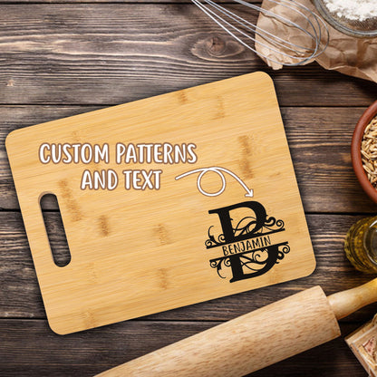 Engraved Personalized Chopping Board, Bamboo Cutting Board with Monogram, Housing Warming Gift for Newlyweds, Wedding Anniversary Gifts