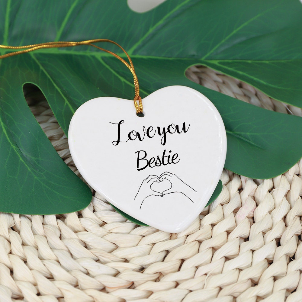 Souvenir Ornament, Heart Ornament, Ceramic Ornament, Heart Plaque, Couple Ornament, Heart Shaped Car Charm, Thank You Gifts for Mom/Friends