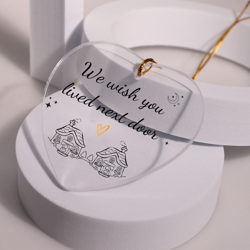 Engaged Acrylic Ornament, Christmas Acrylic Ornament, Heart Ornament, Printed Acrylic Ornament, Thank You Gift for Mom Friend Couple Family