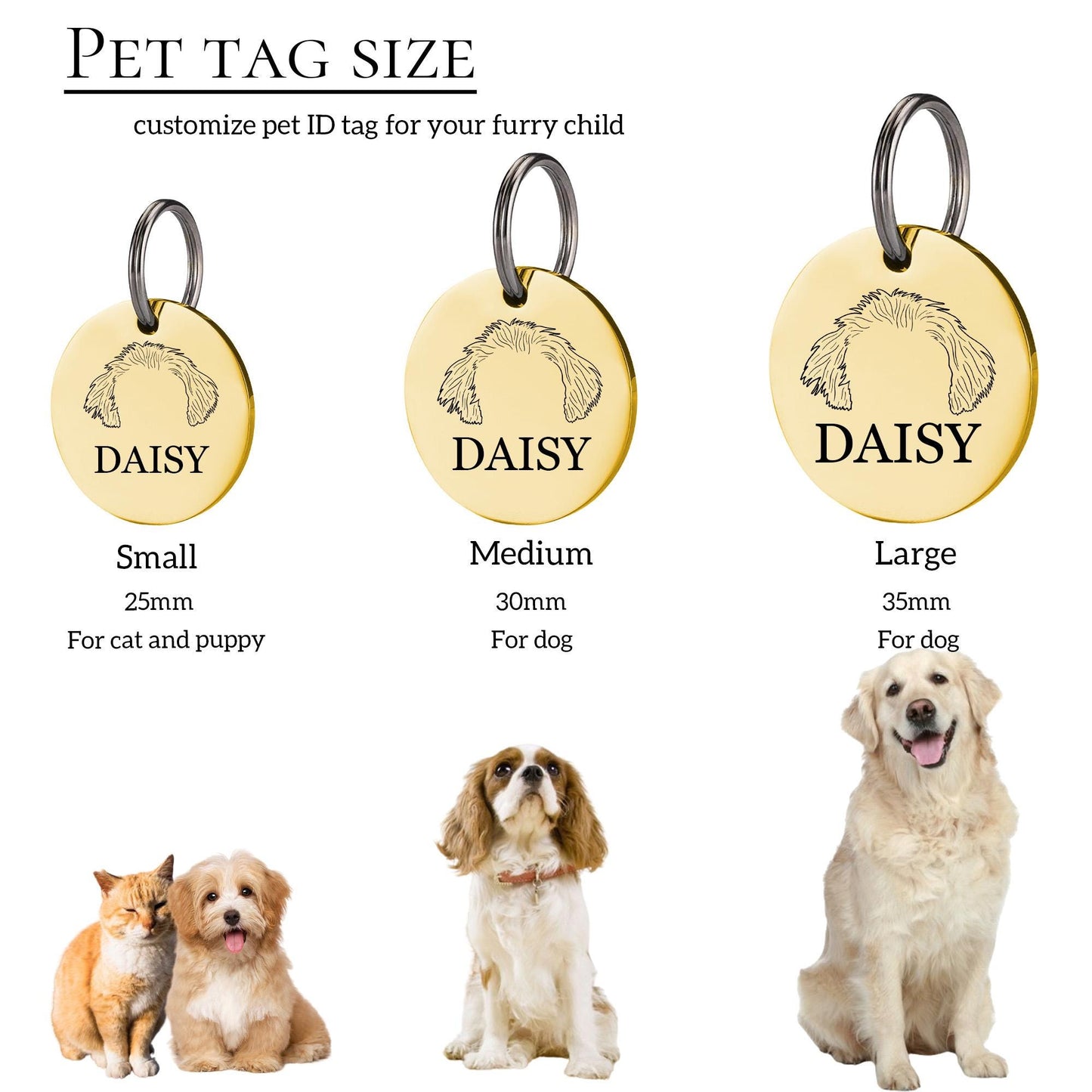 Dog Ears Outline Tag Keychain, Personalized Dog ID Tag, Custom Dog Breed Ears Tag, Engraved Pet Name Tag, Round Pet Tag, Gift for Dog Parent