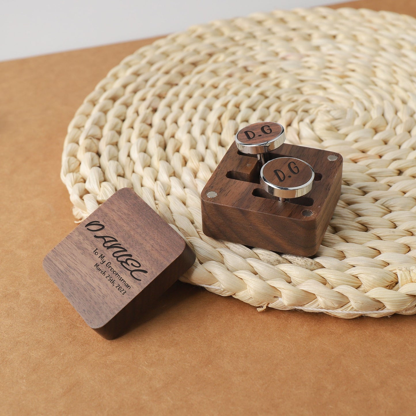 Custom Groomsmen Cufflink, Personalized Engraved Cufflinks with Box, Gift for Dad Fiancé Husband, Anniversary Wedding Best Men Gift