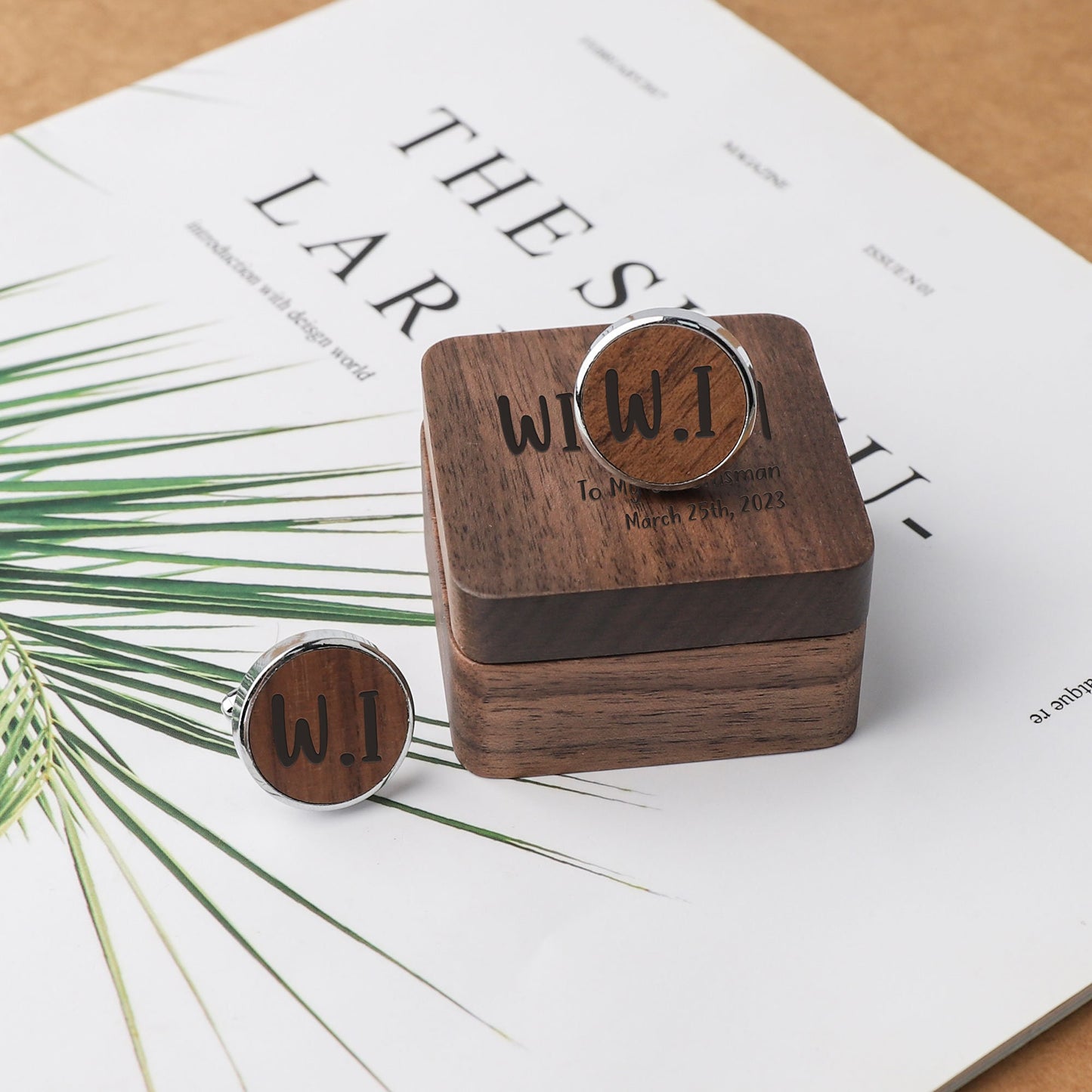 Custom Groomsmen Cufflink, Personalized Engraved Cufflinks with Box, Gift for Dad Fiancé Husband, Anniversary Wedding Best Men Gift