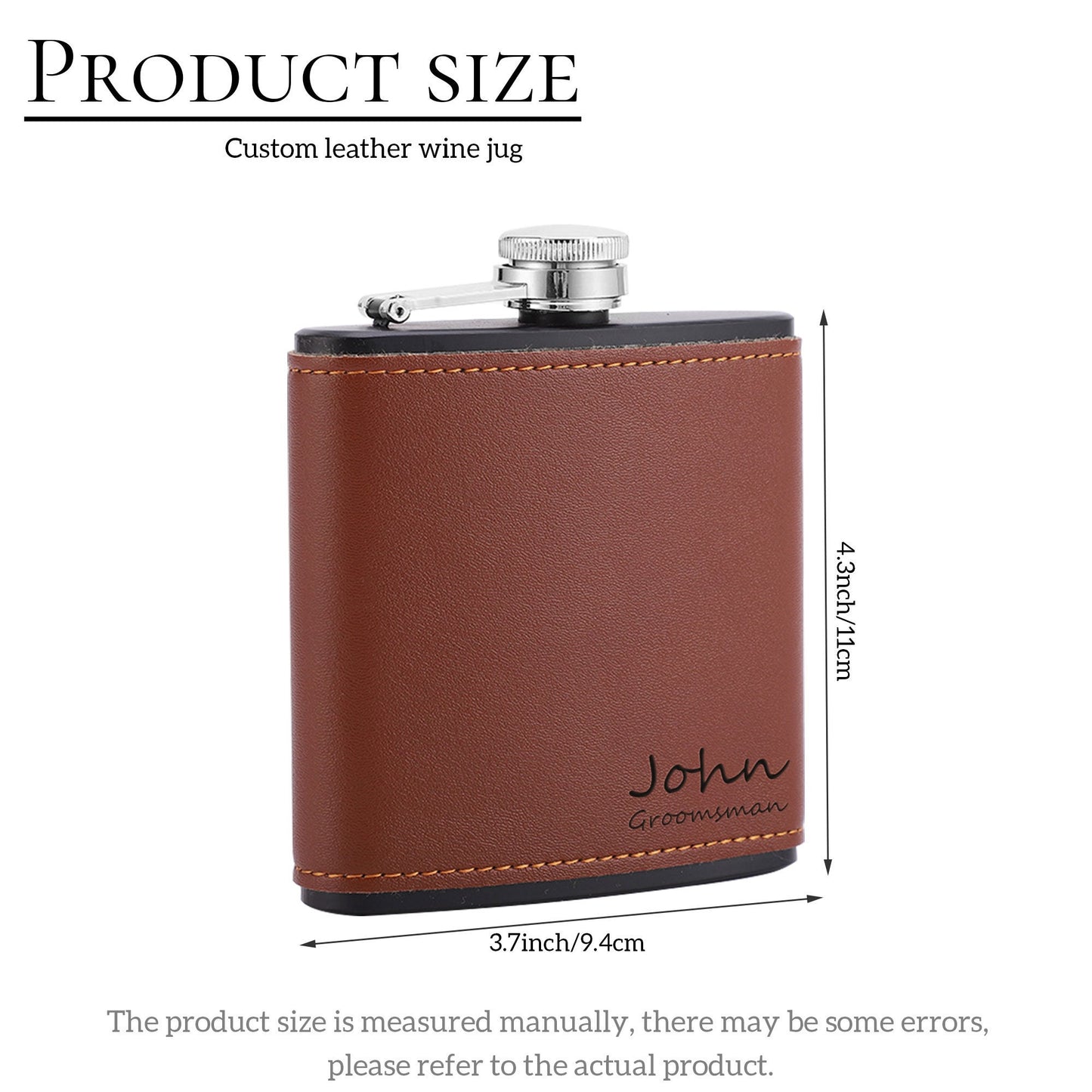 Personalized Flask, Leather Flask, Custom Engraved Flask, Hip Flask for Men, Groomsmen Flask, Wedding Gift for Best Man, Gifts for Husband