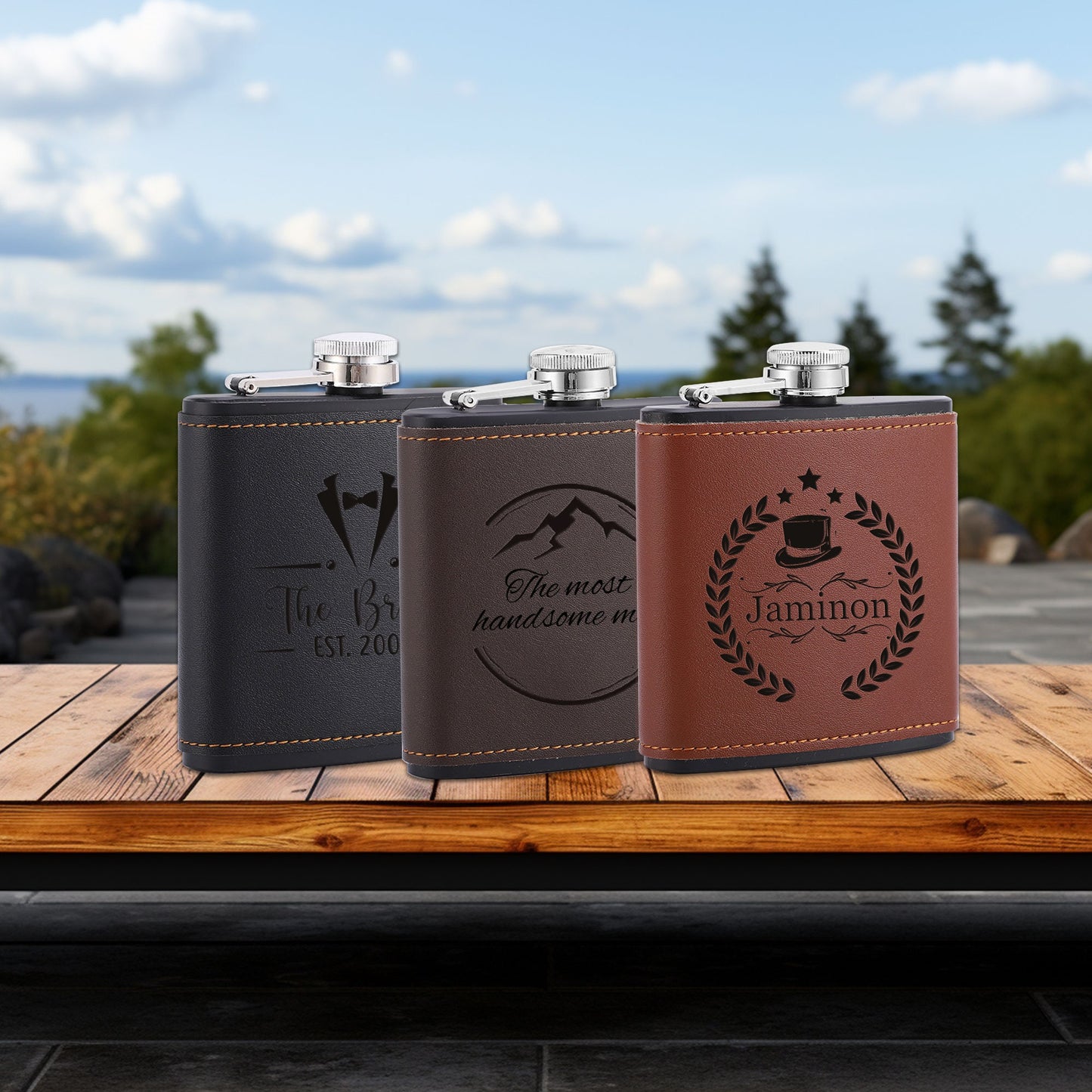 Custom Flask, Personalized Groomsmen Flask, Engraved Flask, Leather Hip Flask for Man, Wedding Proposal Gift, Bachelor Party Gift for Him