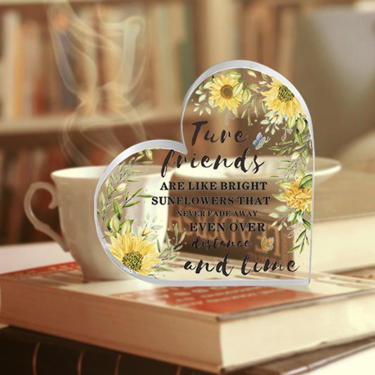 Acrylic Hart Shape Block, Acrylic Heart Keepsake, Flower Message Sign, Acrylic Block, Acrylic Plaque Stand, Thank you Gift for Mom Friend