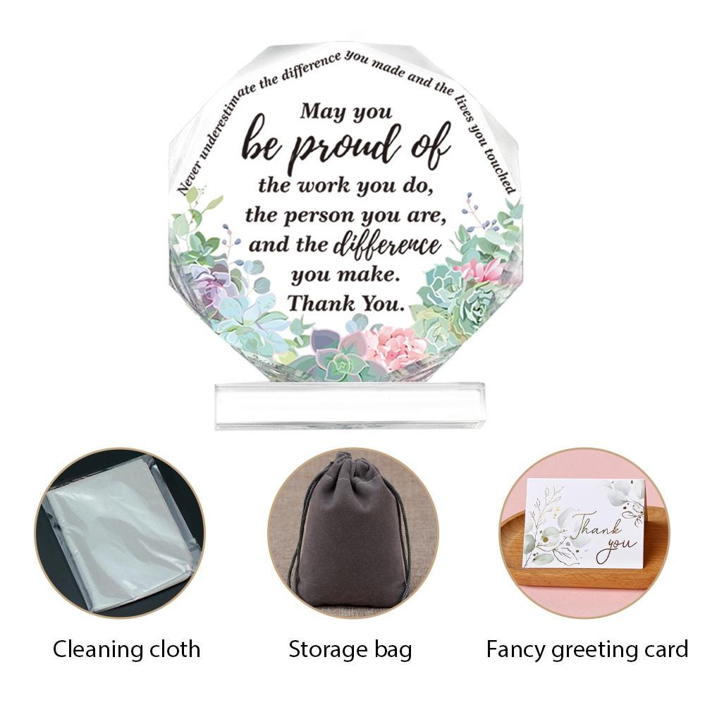 Thank You Acrylic, Nonagon Acrylic Block, Acrylic Plaque, Acrylic Keepsake, Desktop Decor, Thank You Present, Gift For Friend, Coworker Gift