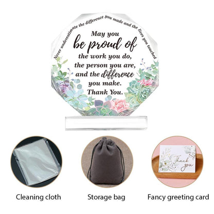 Thank You Acrylic, Nonagon Acrylic Block, Acrylic Plaque, Acrylic Keepsake, Desktop Decor, Thank You Present, Gift For Friend, Coworker Gift