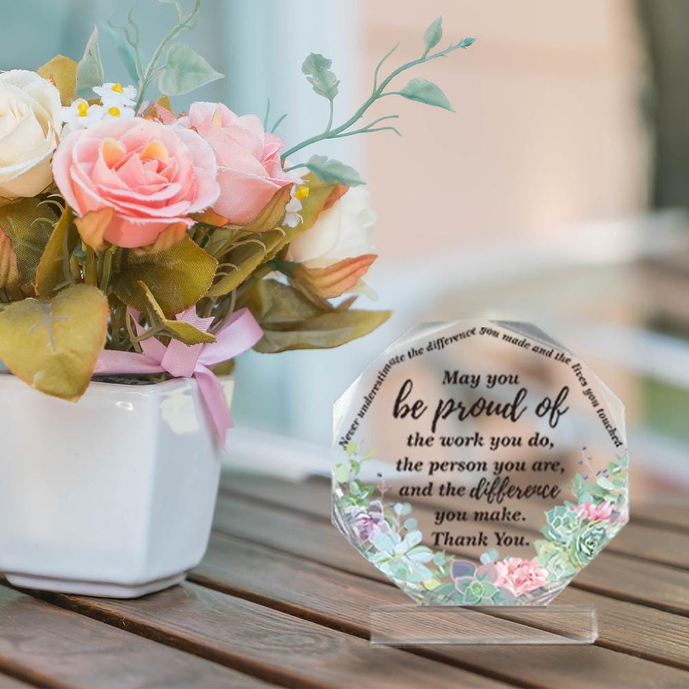 Thank You Acrylic, Nonagon Acrylic Block, Acrylic Plaque, Acrylic Keepsake, Desktop Decor, Thank You Present, Gift For Friend, Coworker Gift