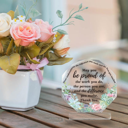 Thank You Acrylic, Nonagon Acrylic Block, Acrylic Plaque, Acrylic Keepsake, Desktop Decor, Thank You Present, Gift For Friend, Coworker Gift