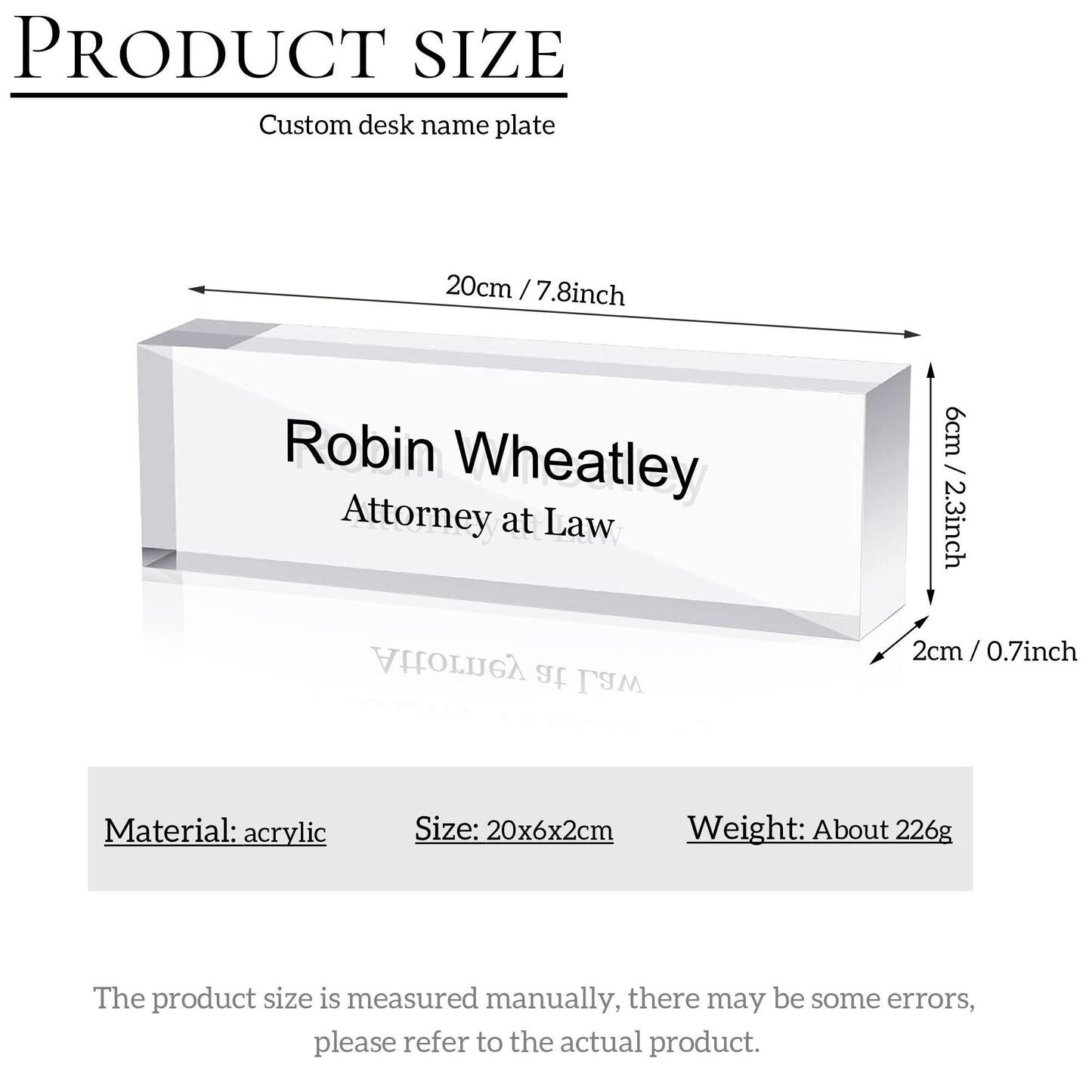 Personalized Desk Sign, Acrylic Name Block, Desk Name Block, Clear Desk Plaque, Office Decor, Promotion Gifts for Leaders and Colleagues