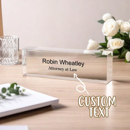 Personalized Desk Sign, Acrylic Name Block, Desk Name Block, Clear Desk Plaque, Office Decor, Promotion Gifts for Leaders and Colleagues