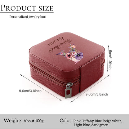 Custom Letter Travel Jewelry Case, Engraved Leather Jewelry Box, Jewelry Ring Box, Personalized Gift for Bridesmaid, Wedding Proposal Gift