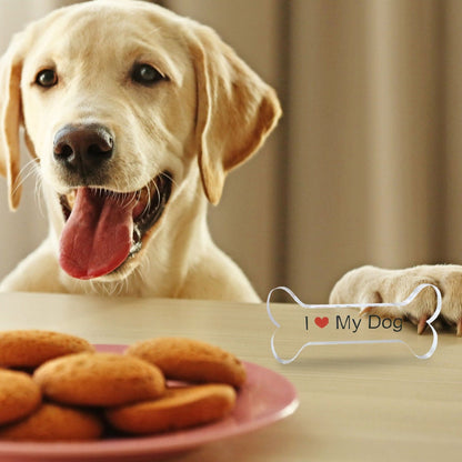 Dog Bone Acrylic Block, I Love My Dog Acrylic Block, Acrylic Bone Shape Stand, Acrylic Plate, Memorial Gifts for Pet Lovers, Decor