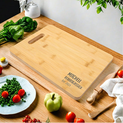 Custom Text Cutting Board, Engraved Bamboo Cutting Board, Personalized Wedding Cutting Board, House Warming Gift, Anniversary Gift for Wife
