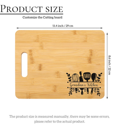 Personalized Cutting Board for Kitchen - Custom Pattern Cutting Board - Engraved Bamboo Cutting Board with Hidden Side Handle - Wedding Gift